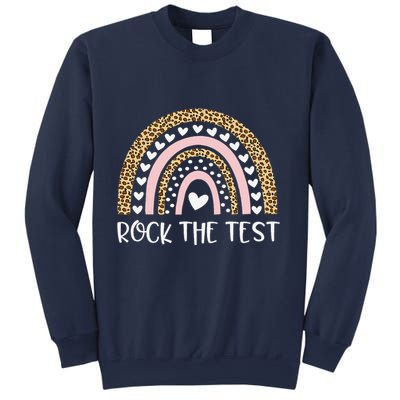 Funny Test Day Rock The Test Teacher Rainbow Leopard Student Sweatshirt