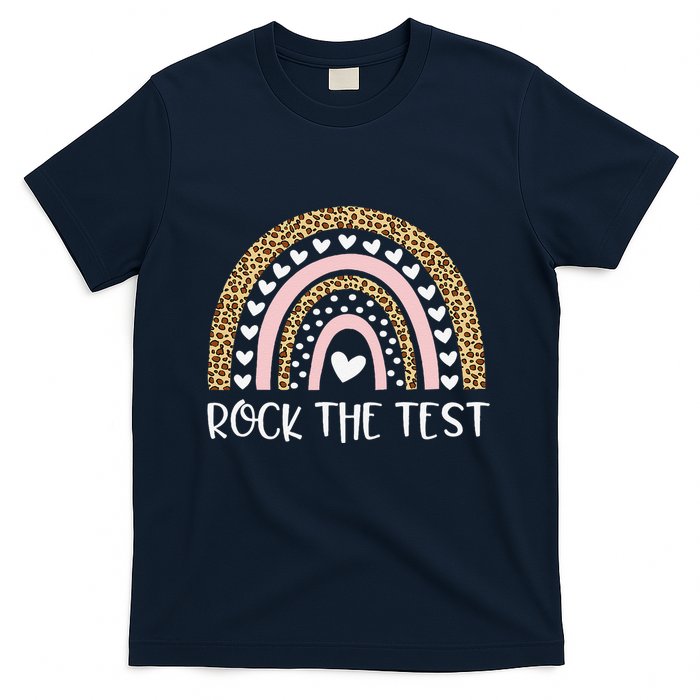 Funny Test Day Rock The Test Teacher Rainbow Leopard Student T-Shirt