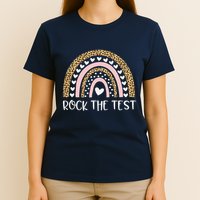 Funny Test Day Rock The Test Teacher Rainbow Leopard Student T-Shirt