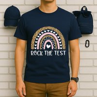 Funny Test Day Rock The Test Teacher Rainbow Leopard Student T-Shirt