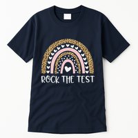 Funny Test Day Rock The Test Teacher Rainbow Leopard Student Tall T-Shirt