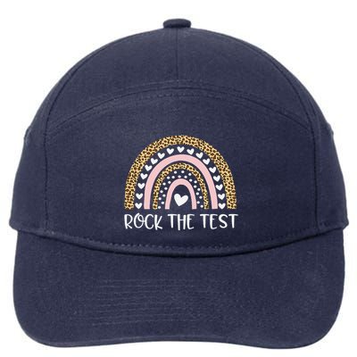 Funny Test Day Rock The Test Teacher Rainbow Leopard Student 7-Panel Snapback Hat