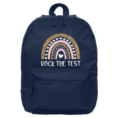 Funny Test Day Rock The Test Teacher Rainbow Leopard Student 16 in Basic Backpack