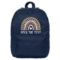 Funny Test Day Rock The Test Teacher Rainbow Leopard Student 16 in Basic Backpack