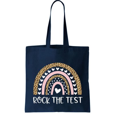 Funny Test Day Rock The Test Teacher Rainbow Leopard Student Bag