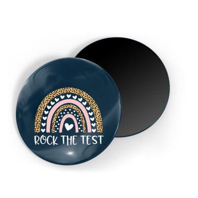Funny Test Day Rock The Test Teacher Rainbow Leopard Student Magnet