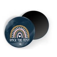 Funny Test Day Rock The Test Teacher Rainbow Leopard Student Magnet