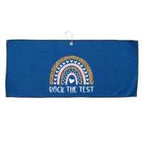 Funny Test Day Rock The Test Teacher Rainbow Leopard Student Large Microfiber Waffle Golf Towel