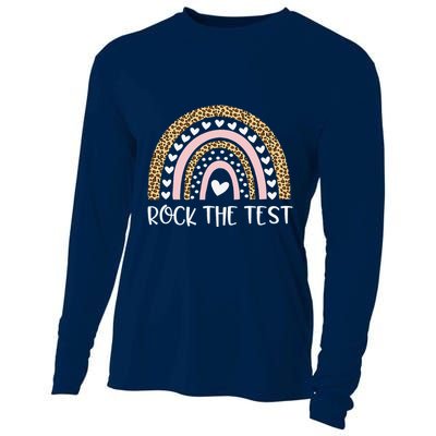 Funny Test Day Rock The Test Teacher Rainbow Leopard Student Cooling Performance Long Sleeve Crew