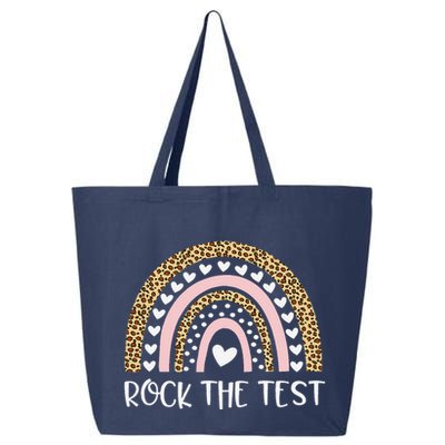 Funny Test Day Rock The Test Teacher Rainbow Leopard Student 25L Jumbo Tote