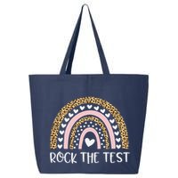 Funny Test Day Rock The Test Teacher Rainbow Leopard Student 25L Jumbo Tote