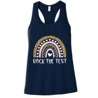 Funny Test Day Rock The Test Teacher Rainbow Leopard Student Womens Tank Top