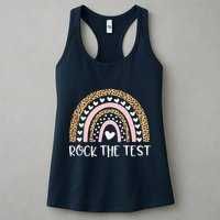 Funny Test Day Rock The Test Teacher Rainbow Leopard Student Womens Tank Top
