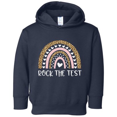 Funny Test Day Rock The Test Teacher Rainbow Leopard Student Toddler Hoodie