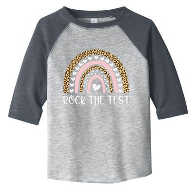 Funny Test Day Rock The Test Teacher Rainbow Leopard Student Toddler Fine Jersey T-Shirt