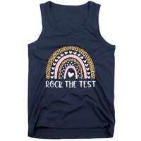 Funny Test Day Rock The Test Teacher Rainbow Leopard Student Tank Top