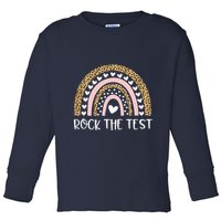 Funny Test Day Rock The Test Teacher Rainbow Leopard Student Toddler Long Sleeve Shirt