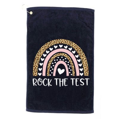 Funny Test Day Rock The Test Teacher Rainbow Leopard Student Golf Towel