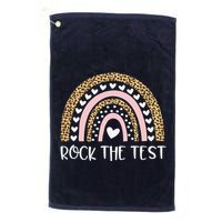 Funny Test Day Rock The Test Teacher Rainbow Leopard Student Golf Towel