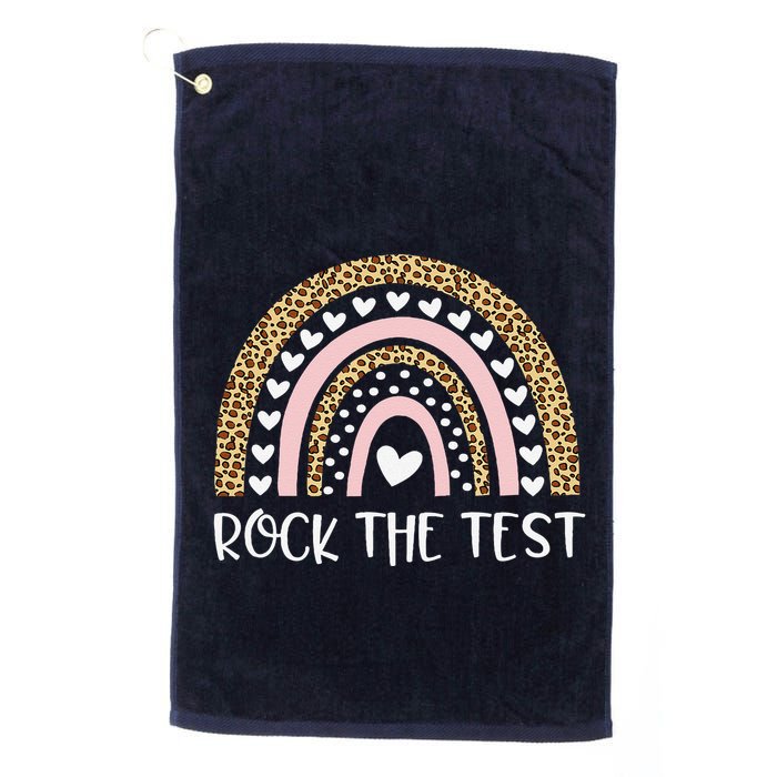 Funny Test Day Rock The Test Teacher Rainbow Leopard Student Golf Towel
