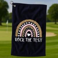 Funny Test Day Rock The Test Teacher Rainbow Leopard Student Golf Towel