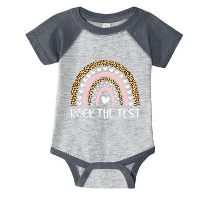 Funny Test Day Rock The Test Teacher Rainbow Leopard Student Infant Baby Jersey Bodysuit