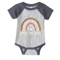 Funny Test Day Rock The Test Teacher Rainbow Leopard Student Infant Baby Jersey Bodysuit