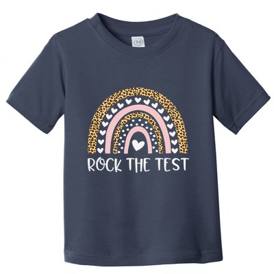 Funny Test Day Rock The Test Teacher Rainbow Leopard Student Toddler T-Shirt