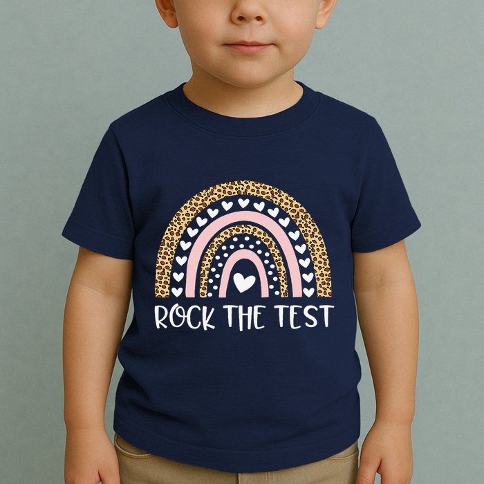 Funny Test Day Rock The Test Teacher Rainbow Leopard Student Toddler T-Shirt