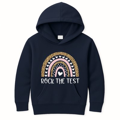 Funny Test Day Rock The Test Teacher Rainbow Leopard Student Kids Hoodie