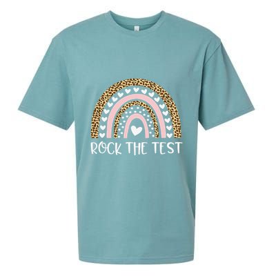 Funny Test Day Rock The Test Teacher Rainbow Leopard Student Sueded Cloud Jersey T-Shirt
