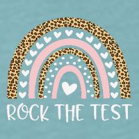 Funny Test Day Rock The Test Teacher Rainbow Leopard Student Sueded Cloud Jersey T-Shirt