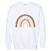Funny Test Day Rock The Test Teacher Rainbow Leopard Student Garment-Dyed Sweatshirt