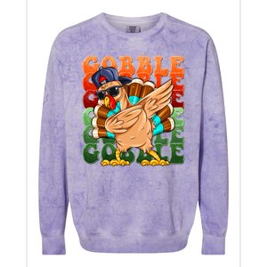 Funny Thanksgiving Dabbin Turkey Gobble Colorblast Crewneck Sweatshirt