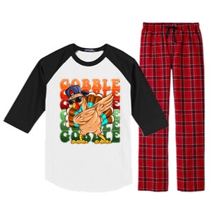 Funny Thanksgiving Dabbin Turkey Gobble Raglan Sleeve Pajama Set