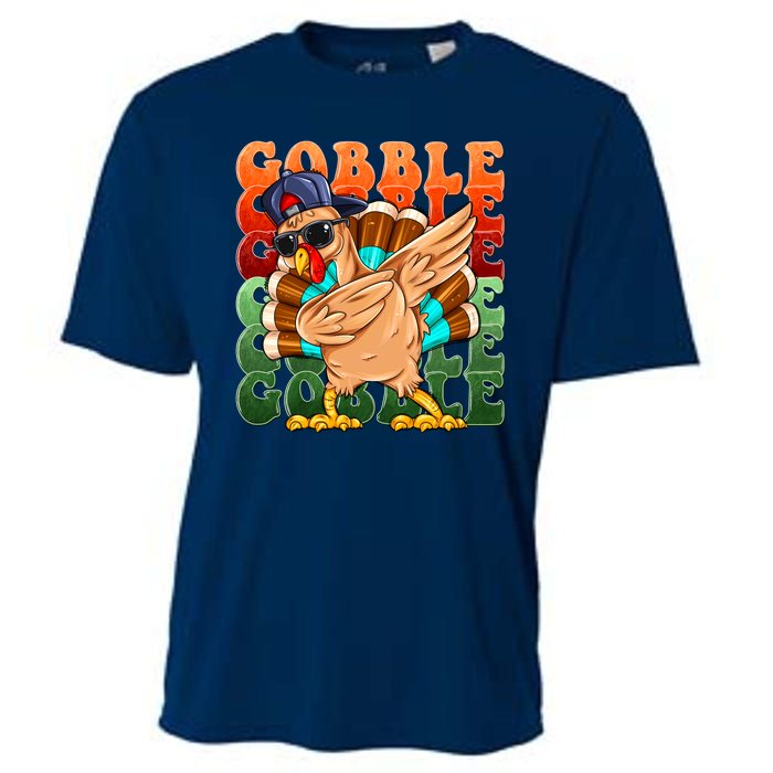 Funny Thanksgiving Dabbin Turkey Gobble Cooling Performance Crew T-Shirt