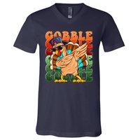 Funny Thanksgiving Dabbin Turkey Gobble V-Neck T-Shirt