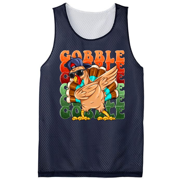 Funny Thanksgiving Dabbin Turkey Gobble Mesh Reversible Basketball Jersey Tank