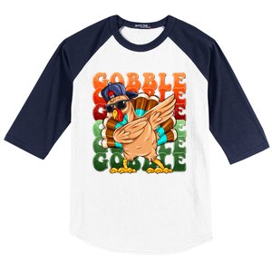 Funny Thanksgiving Dabbin Turkey Gobble Baseball Sleeve Shirt