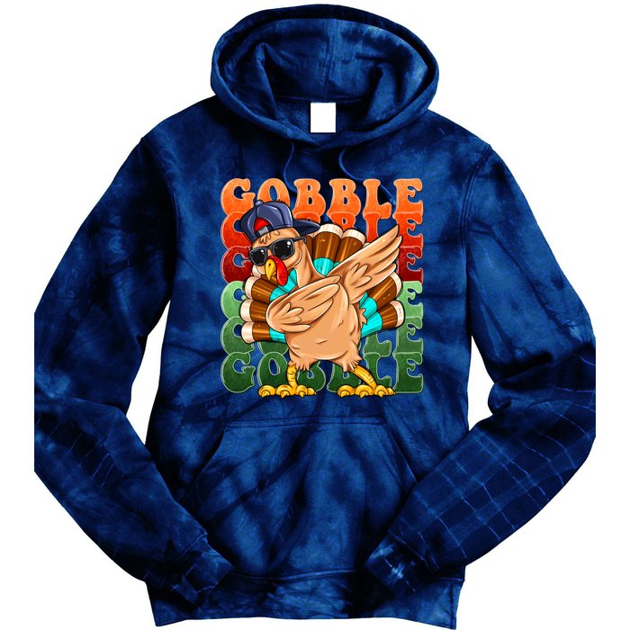 Funny Thanksgiving Dabbin Turkey Gobble Tie Dye Hoodie