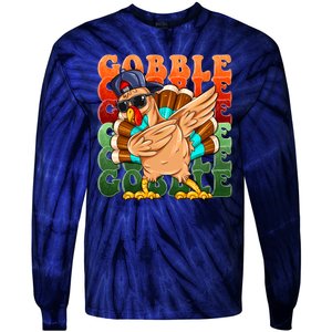 Funny Thanksgiving Dabbin Turkey Gobble Tie-Dye Long Sleeve Shirt