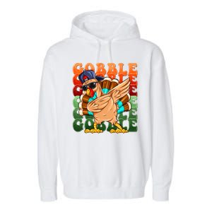 Funny Thanksgiving Dabbin Turkey Gobble Garment-Dyed Fleece Hoodie