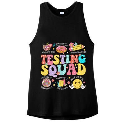 Funny Test Day Motivational Teacher Student Testing Squad Ladies PosiCharge Tri-Blend Wicking Tank