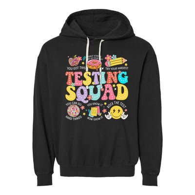 Funny Test Day Motivational Teacher Student Testing Squad Garment-Dyed Fleece Hoodie