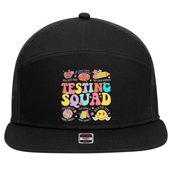 Funny Test Day Motivational Teacher Student Testing Squad 7 Panel Mesh Trucker Snapback Hat