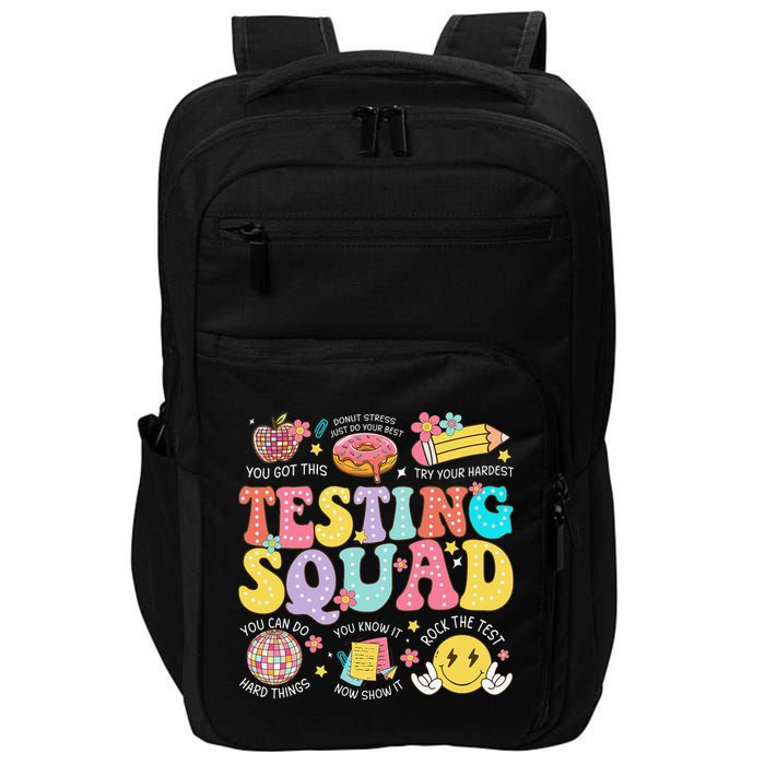 Funny Test Day Motivational Teacher Student Testing Squad Impact Tech Backpack