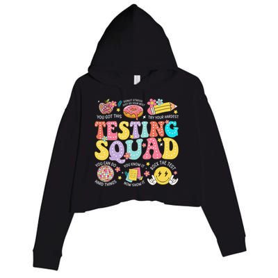 Funny Test Day Motivational Teacher Student Testing Squad Crop Fleece Hoodie