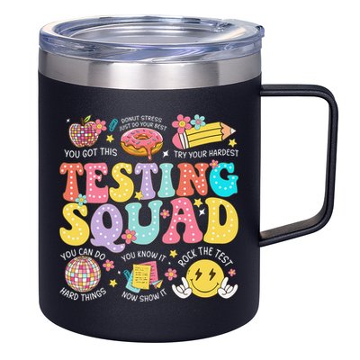 Funny Test Day Motivational Teacher Student Testing Squad 12oz Stainless Steel Coffee Mug