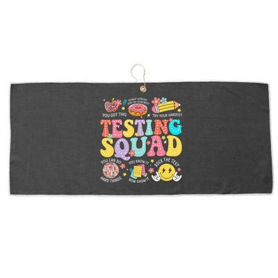 Funny Test Day Motivational Teacher Student Testing Squad Large Microfiber Waffle Golf Towel