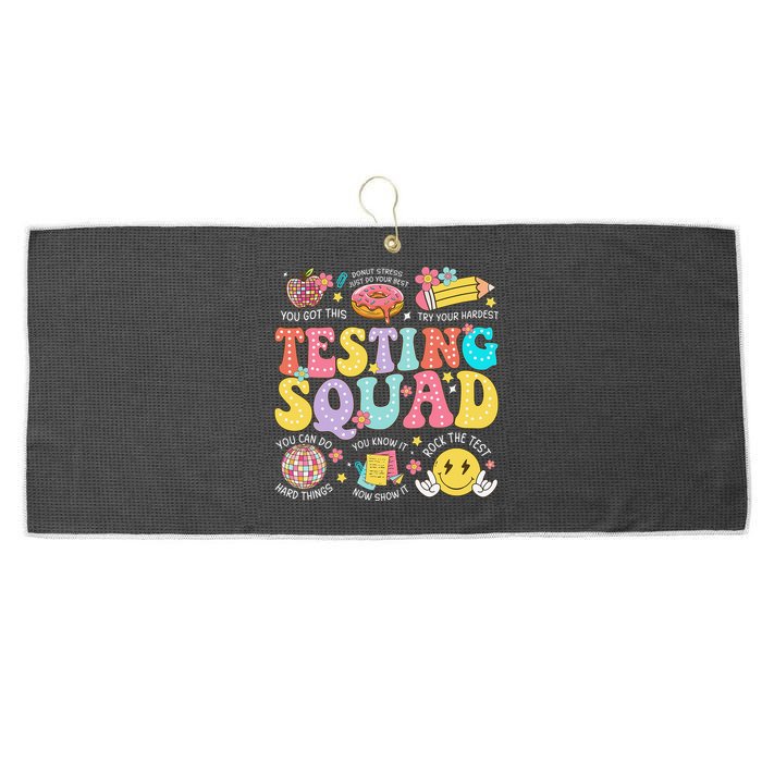 Funny Test Day Motivational Teacher Student Testing Squad Large Microfiber Waffle Golf Towel